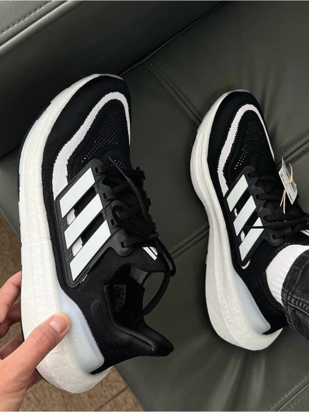 adidas ultra boost light Black & White women’s running shoes